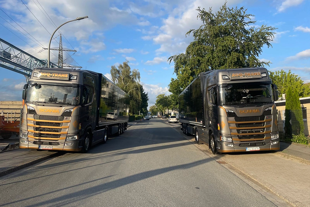 Camion AGO-TRANS Bolohan în timpul unui transport internațional