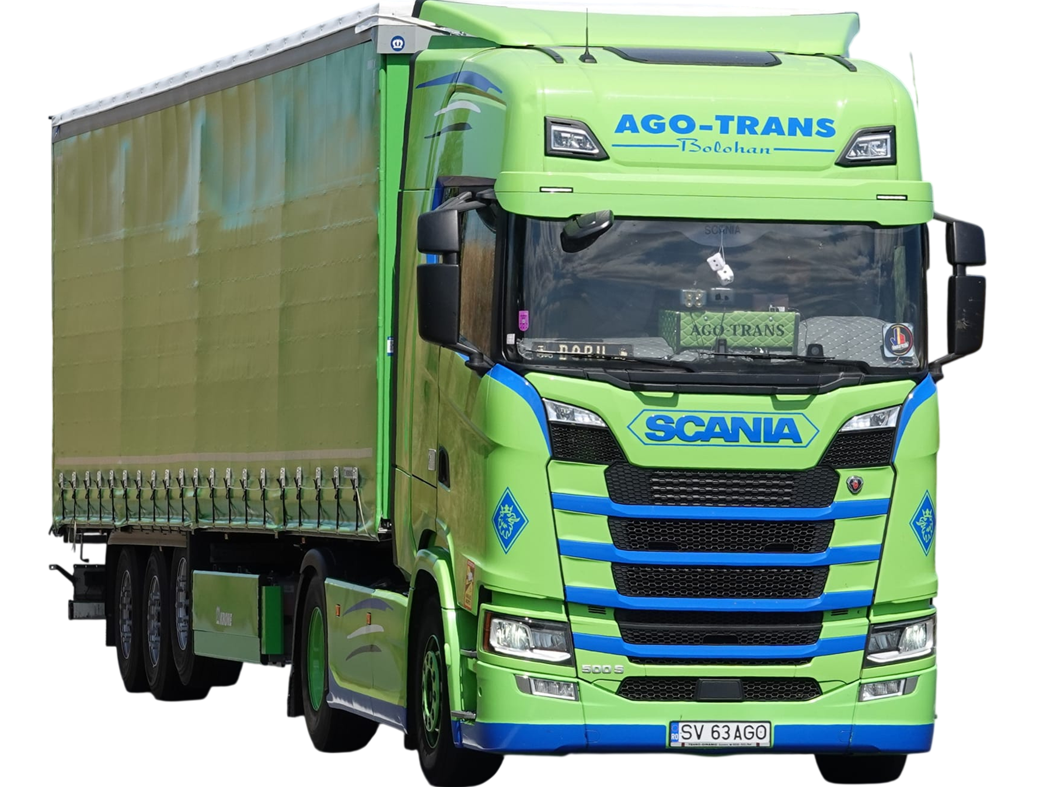 Camion modern AGO-TRANS Bolohan utilizat pentru transport rutier internațional de marfă generală
